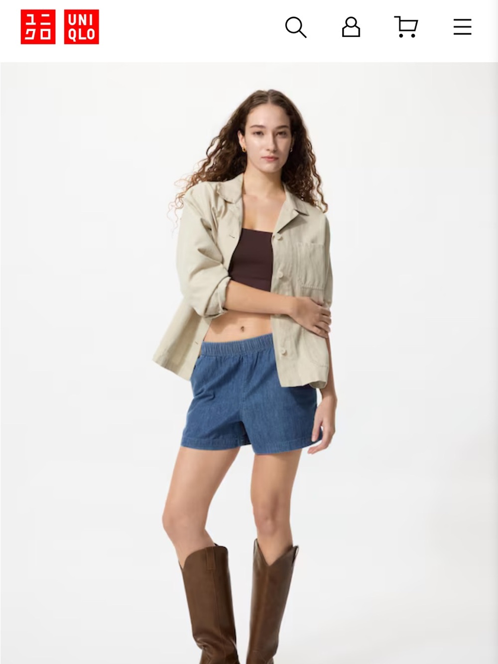 Uniqlo Blue Cotton Easy Denim Women's Shorts